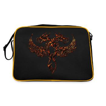 Drachen Fantasy Drachen Geist Reptilien Bestien - Retro Tasche - Schwarz/Gold - Hinten