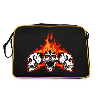 head of death flame skull crane motrocycle biker - Retro Bag - black/gold - Back