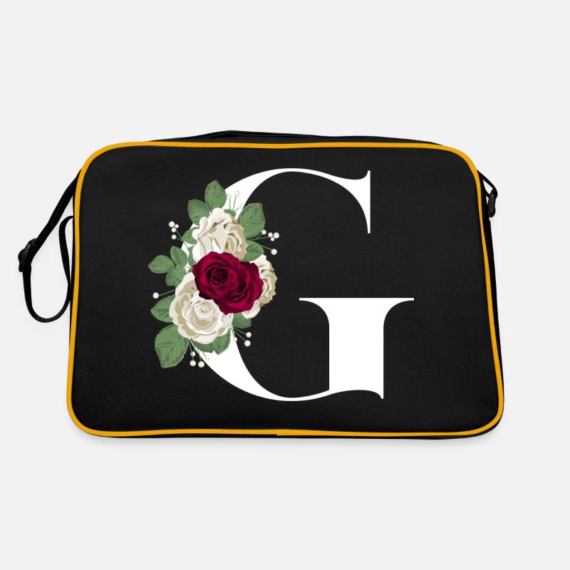 Buchstabe G geblümt (Weiß) Retro Tasche