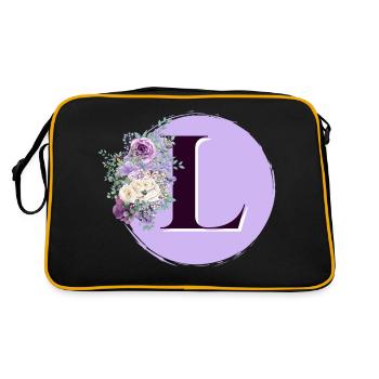 lettre L fleuris Couronne de fleurs - Sac Retro - noir/or - Dos