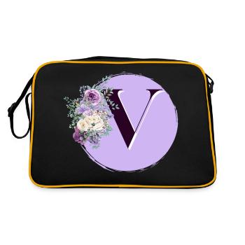 lettre V Couronne de fleurs - Sac Retro - noir/or - Dos