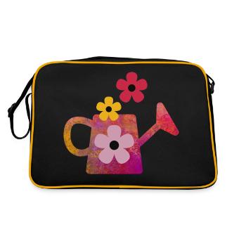 Red watering can with flowers - Retro Bag - black/gold - Back