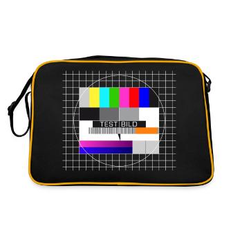 Testbild Fernsehen Bildschirm nostalgisch Display - Retro Tasche - Schwarz/Gold - Hinten