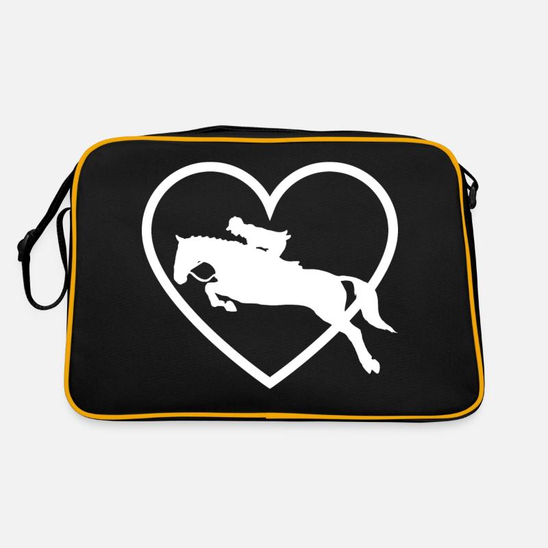 Reiten - Reiter Geschenkidee - Retro Tasche - Schwarz/Gold