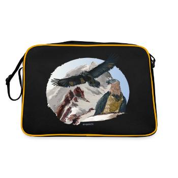 Baretgeier Nationalpark Berchtesgaden - Retro Tasche - Schwarz/Gold - Hinten