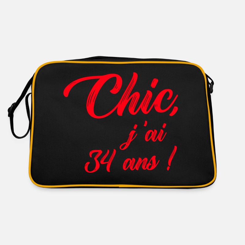 anniversaire chic j'ai 34 ans ! rouge Sac Retro