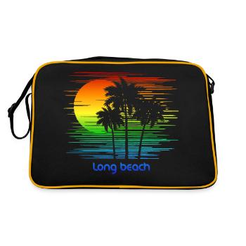 Long Beach Kalifornien LGBTQ Regenbogenflagge Pride - Retro Tasche - Schwarz/Gold - Hinten