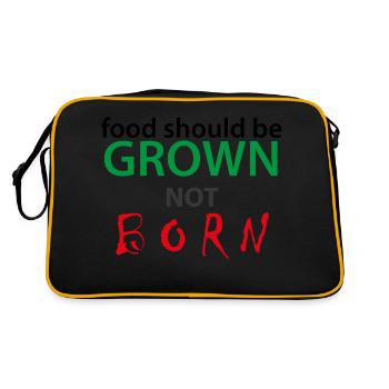 FOOD SHOULD BE GROWN - NOT BORN - Retro Tasche - Schwarz/Gold - Hinten