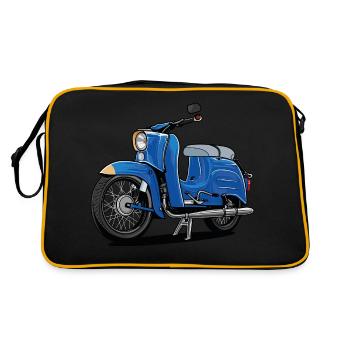 Schwalbe (Trude) // Illustration - Retro Tasche - Schwarz/Gold - Hinten