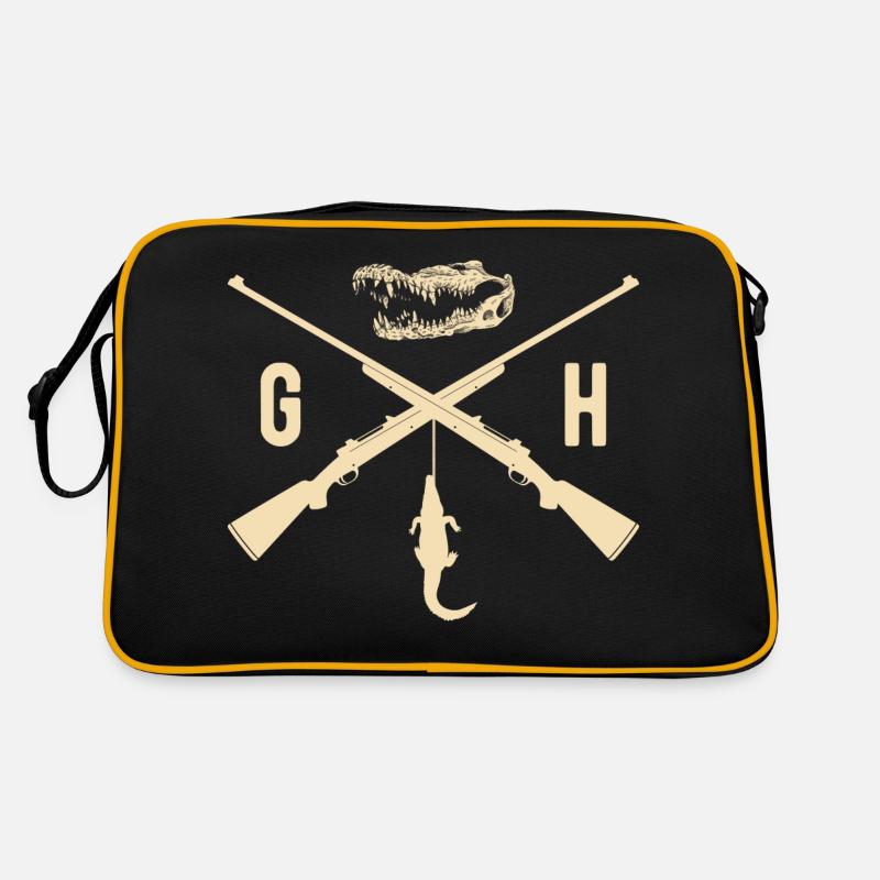 Logo de chasseur d’alligators, chasse aux alligators Sac Retro