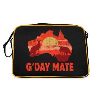 Australia Gday Day Mate Funny Kangaroo Australian - Retro Bag - black/gold - Back