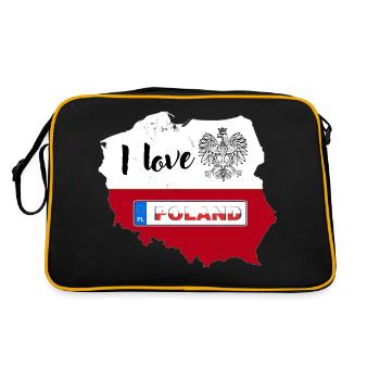J’aime la Pologne Carte polonaise Plaque d’immatriculation - Sac Retro - noir/or - Dos