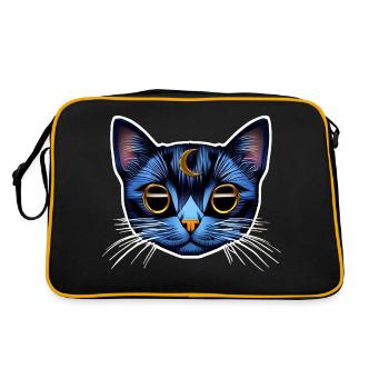 Cat with a moon space and cosmos - Retro Bag - black/gold - Back