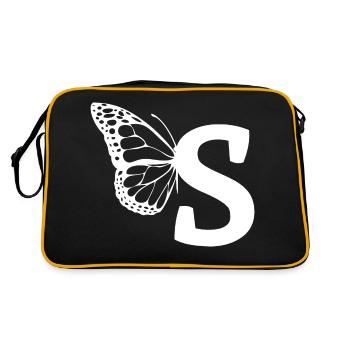 letter S butterfly - Retro Bag - black/gold - Back