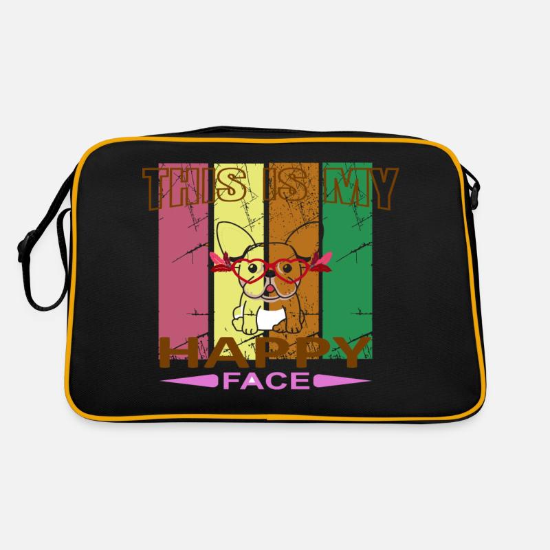 Happy Face - Retro Tasche - Schwarz/Gold
