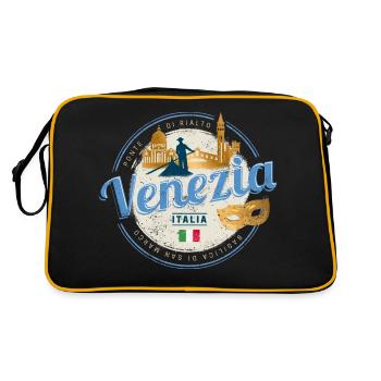 Venedig Gondoliere Italien Karneval Vintage - Retro Tasche - Schwarz/Gold - Hinten