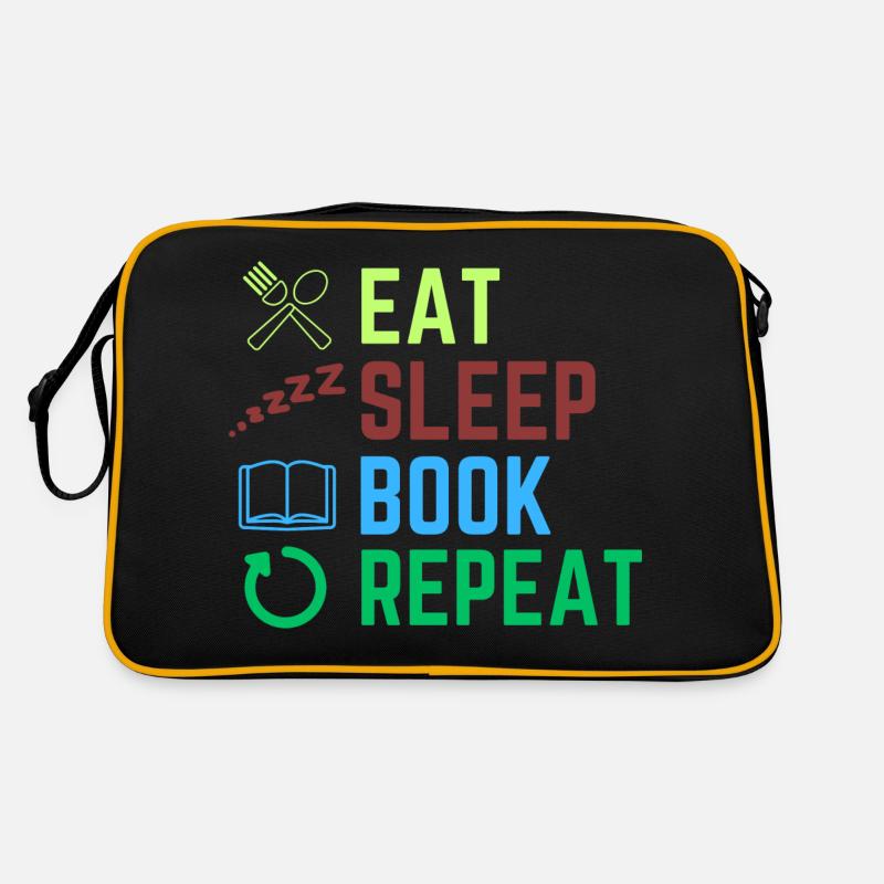 Manger le livre de sommeil répéter - Sac Retro - noir/or