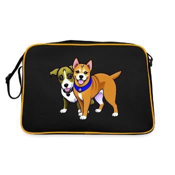 Two cute dogs - Retro Bag - black/gold - Back