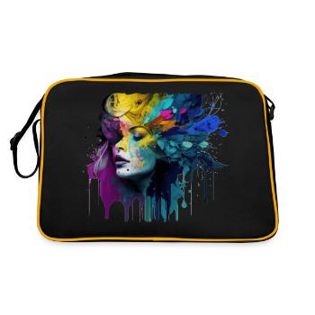 Frauengesicht Fantasy Geschenk - Retro Tasche - Schwarz/Gold - Hinten