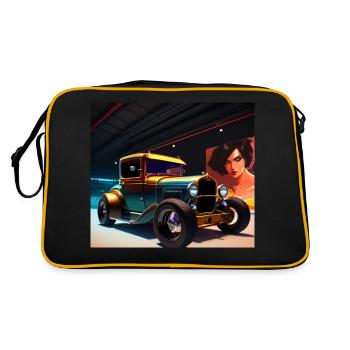 Hot Rod la nuit avec ciel étoilé - Sac Retro - noir/or - Dos