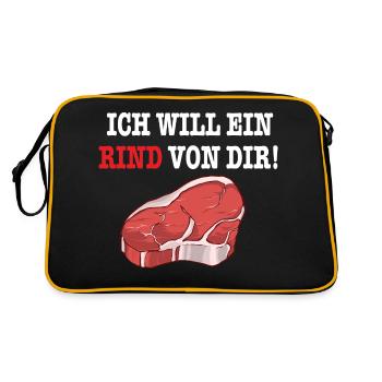 ICH WILL EIN RIND VON DIR Steak Fleisch BBQGrill - Retro Tasche - Schwarz/Gold - Hinten
