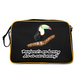 Rainforests are burning - Retro Bag - black/gold - Back