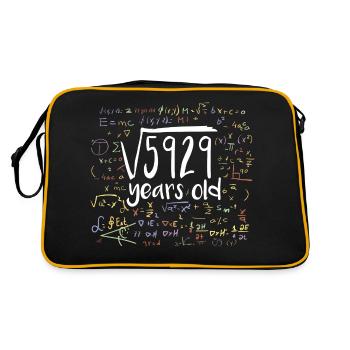 77. Geburtstag Quadratwurzel von 5929: 77 Jahre alt - Retro Tasche - Schwarz/Gold - Hinten