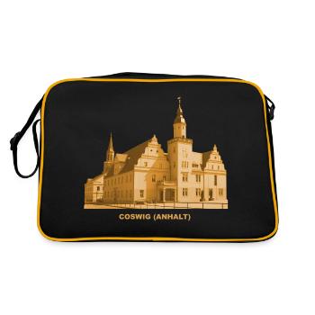 Coswig Anhalt Rathaus Sachsen-Anhalt Elbe - Retro Tasche - Schwarz/Gold - Hinten