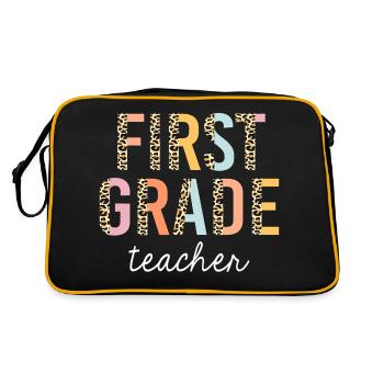 Leopard First Grade Teacher 1st Grade Retour à - Sac Retro - noir/or - Dos