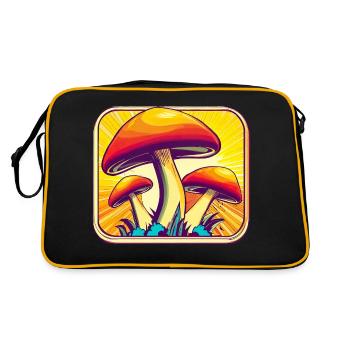 Mushrooms Mushrooms Retro 70s Design Gift - Retro Bag - black/gold - Back