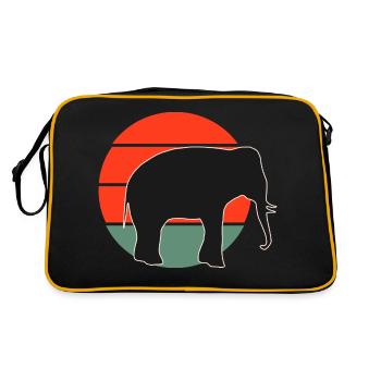 Vintage elephant sunset design - Retro Bag - black/gold - Back