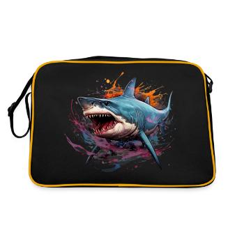 Roi des profondeurs. Requin style graffiti. - Sac Retro - noir/or - Dos