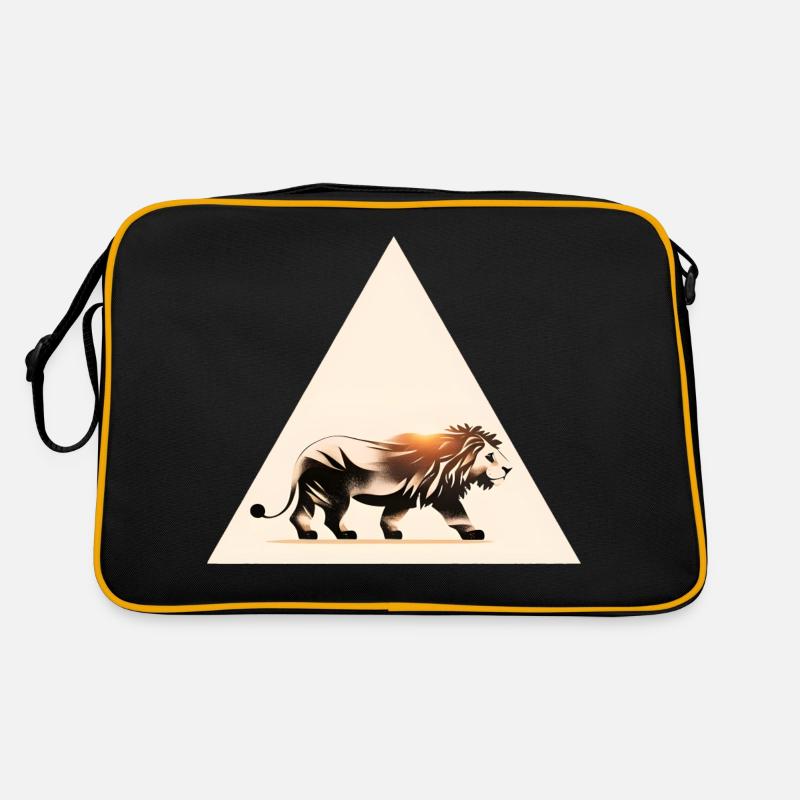 Silhouette de lion en triangle, silhouette de lion Sahara Sac Retro