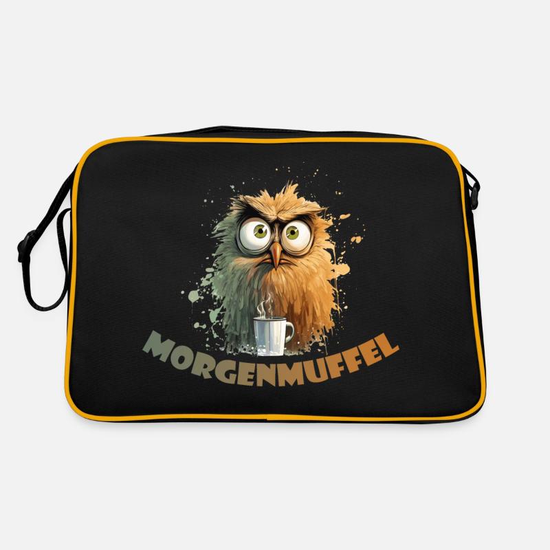 ein echter Morgenmuffel - Retro Tasche - Schwarz/Gold