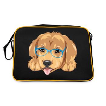 Drôle de chiot golden retriever dans des lunettes bleues - Sac Retro - noir/or - Dos