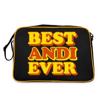 Andi Vorname lustiges Geschenk - Retro Tasche - Schwarz/Gold - Hinten
