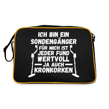 Sondeln Sondel Sondengänger Sondler - Retro Tasche - Schwarz/Gold - Hinten