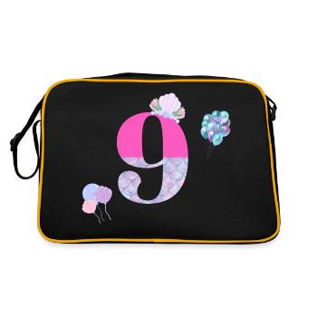 9th birthday mermaid - Retro Bag - black/gold - Back