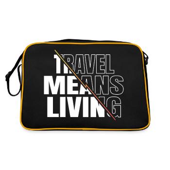awesome backpacking art typography sayings - Retro Tasche - Schwarz/Gold - Hinten