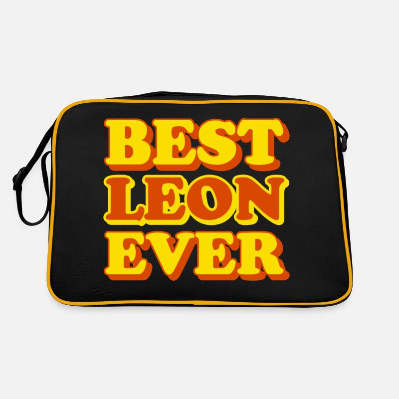 Leon Vorname Witziges Geschenk - Retro Tasche - Schwarz/Gold