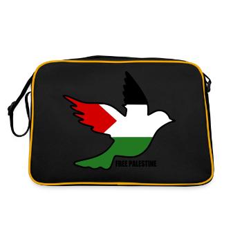 Free palestine - Retro Tasche - Schwarz/Gold - Hinten