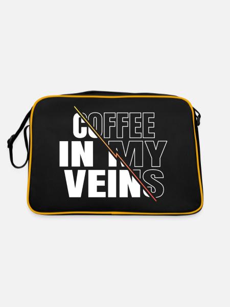 funny coffee lover jokes cool present coffeebean - Retro Tasche - Schwarz/Gold - Hinten