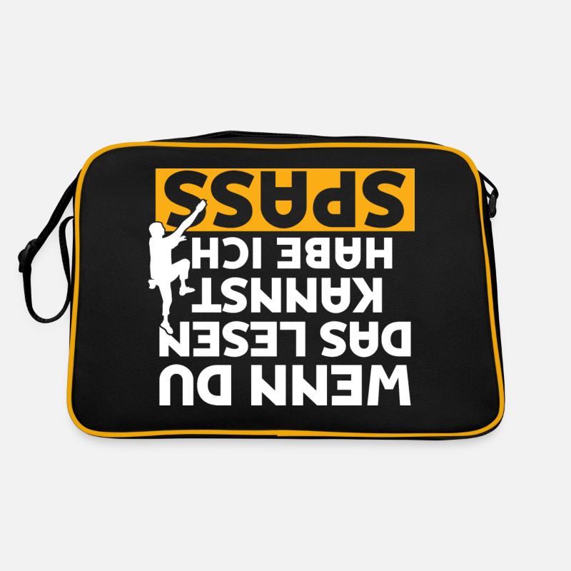Wenn du das lesen kannst habe ich Spass Boulder Kl - Retro Tasche - Schwarz/Gold