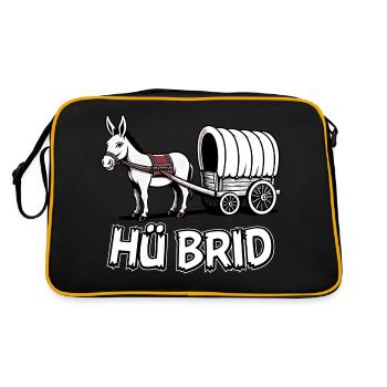 Hü Brid - Lustiges Hybrid Auto - Eselin - Retro Tasche - Schwarz/Gold - Hinten