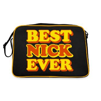 Nick First Name Funny Gift - Retro Bag - black/gold - Back