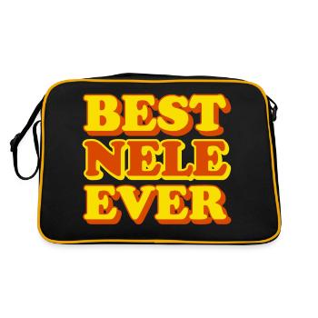 Nele Vorname Lustiges Geschenk - Retro Tasche - Schwarz/Gold - Hinten
