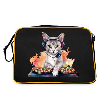 Outer Space Cat Pizza Disc Jockey - Interstellar - Retro Bag - black/gold - Back
