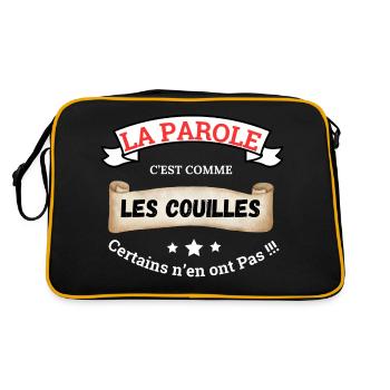 Sprache ist wie Bälle - Retro Tasche - Schwarz/Gold - Hinten