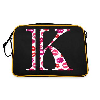 Buchstabe k Küsse - Retro Tasche - Schwarz/Gold - Hinten