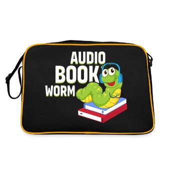 Binge-Listening Beauty: Audiobook Worm - Retro Tasche - Schwarz/Gold - Hinten